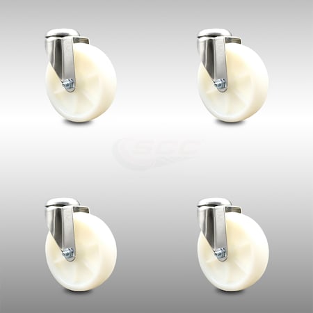Service Caster 5 Inch 316SS Nylon Wheel Swivel Bolt Hole Caster with Total Lock Brake SCC SCC-SS316BH20S514-NYS-4